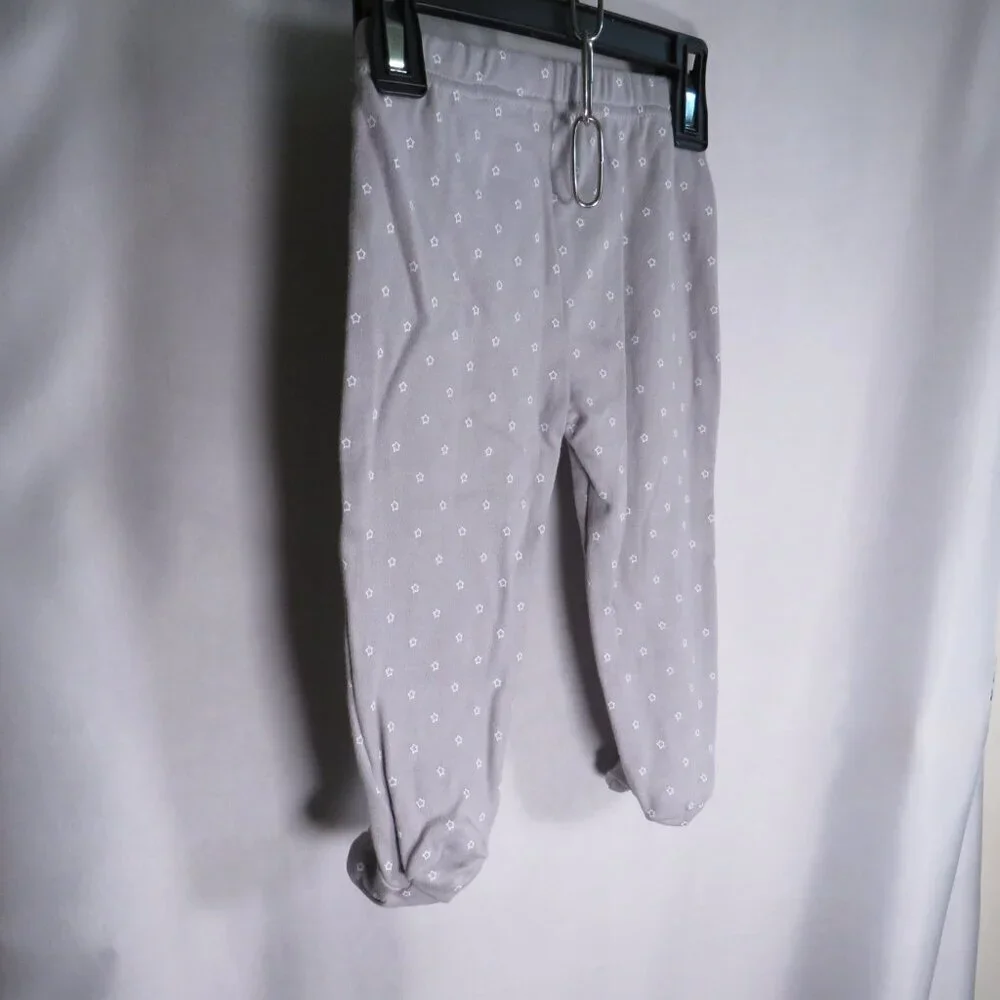 Baby Gray Stars Hat - Cap, Footed Pants & Bodysuit Long sleeve 3pc NEW cotton
